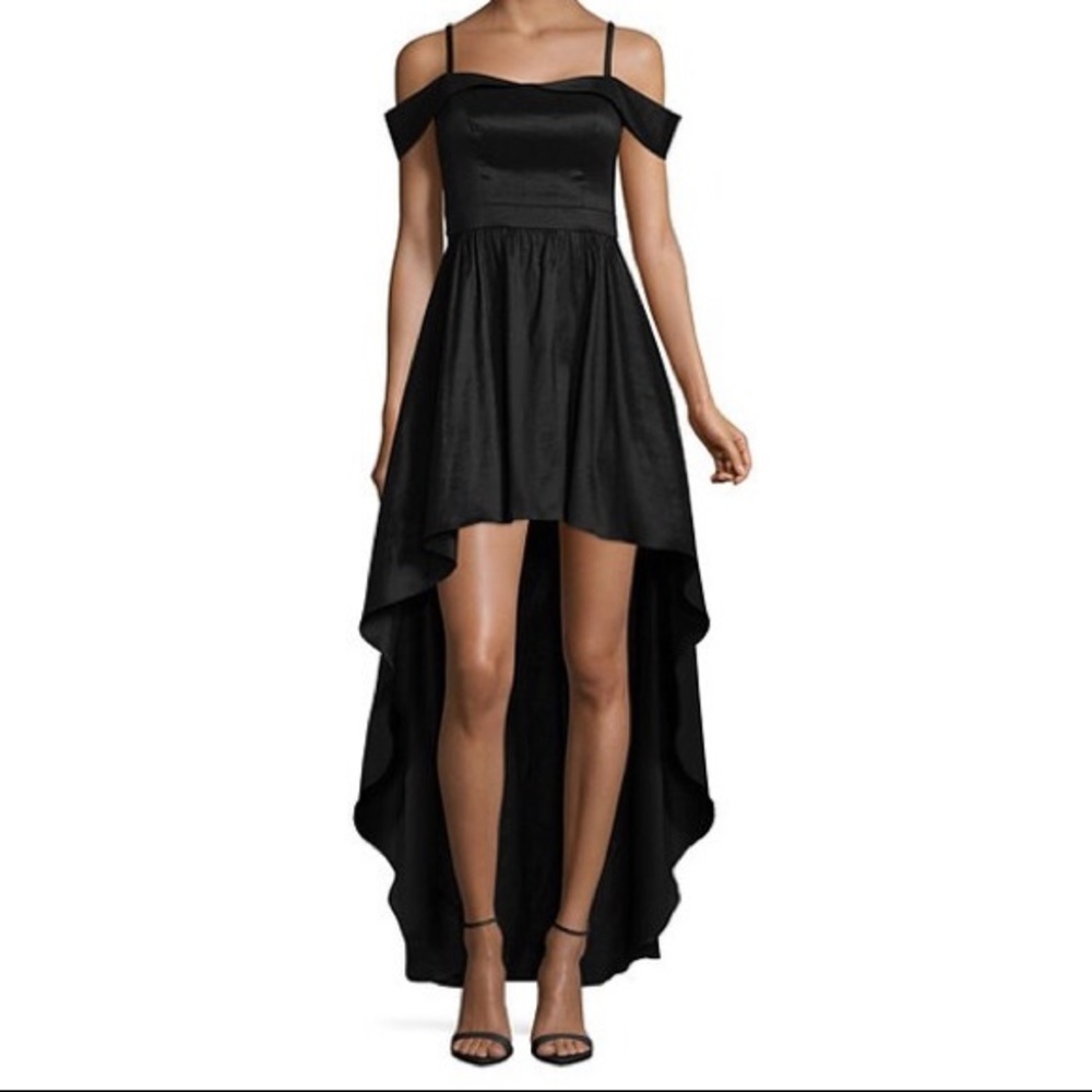 Black high-low prom/homecoming dress, off shoulder